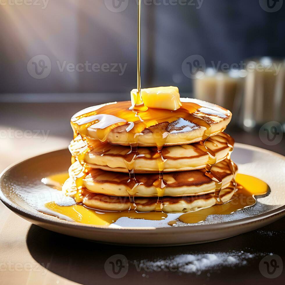AI generated Stack of delicious pancakes photo