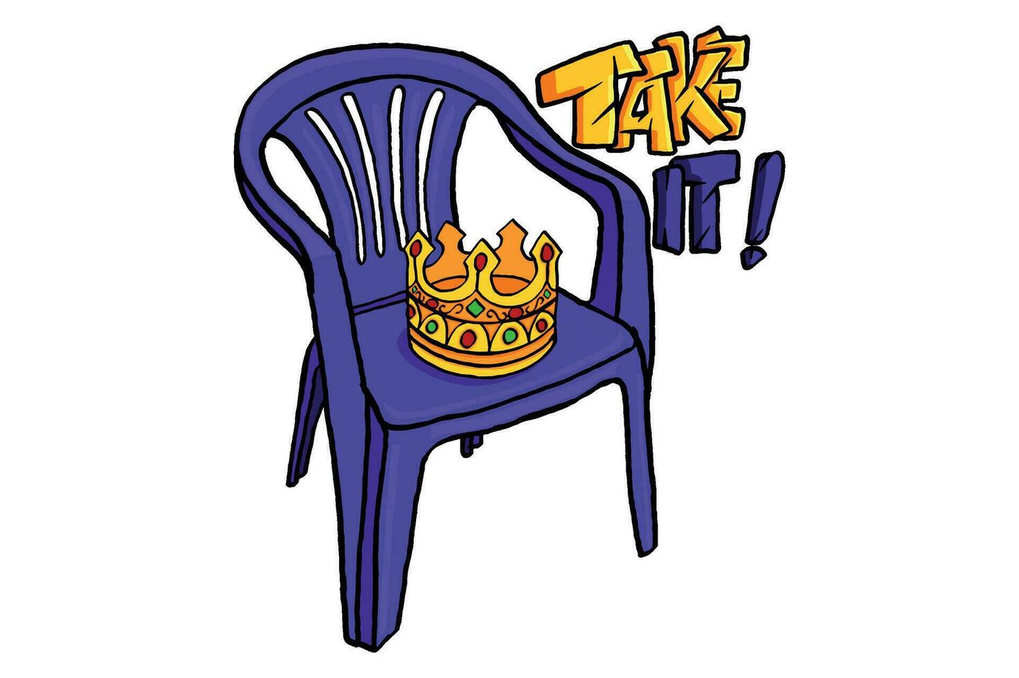 Plastic Chair Throne and King Crown vector