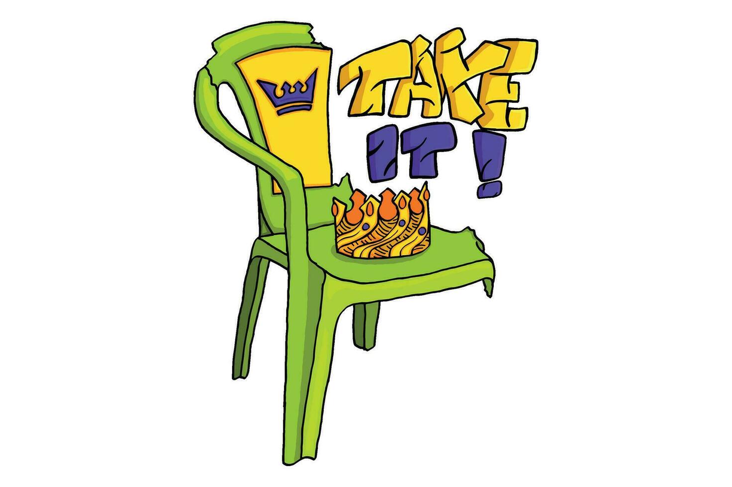 Plastic Chair Throne and King Crown vector