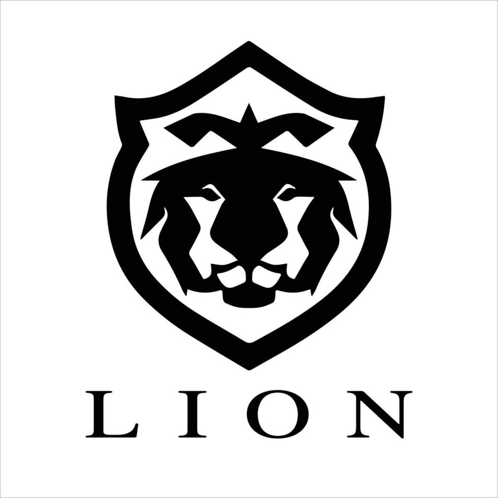 Lion head logo design vector template.