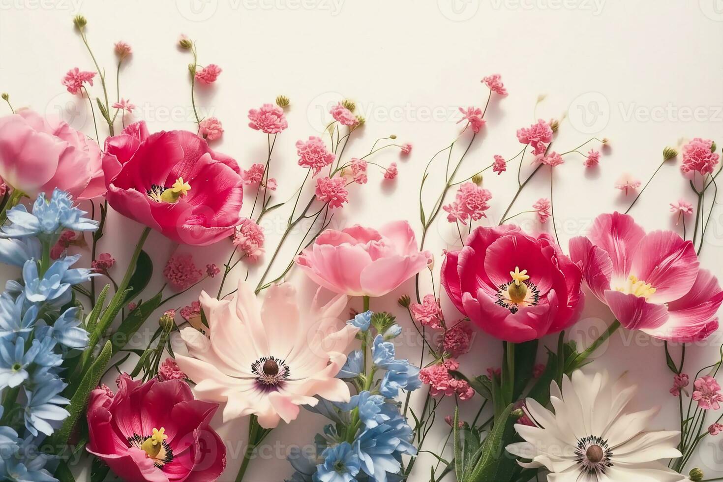 AI generated beautiful spring flowers on white background. generative ai. photo