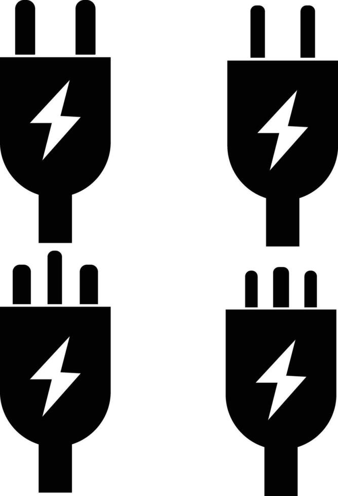 tipos de enchufe tapones icono conjunto icono. cable tapones tipo EE.UU, Reino Unido, UE signo. eléctrico tapones símbolo. plano estilo. vector