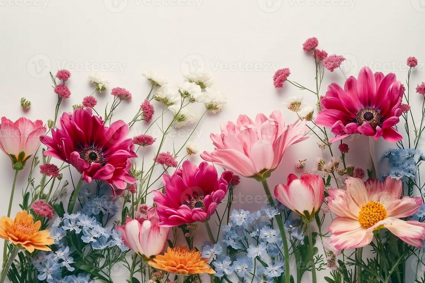 AI generated beautiful spring flowers on white background. generative ai. photo