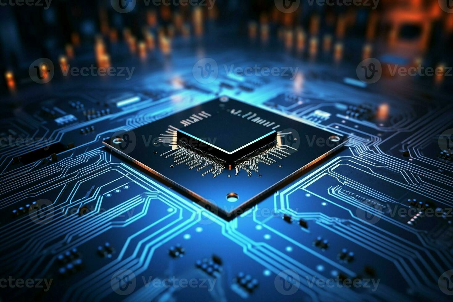 AI generated Circuit board. Technology background. Central Computer Processors CPU concept. Motherboard digital chip. generative ai. photo