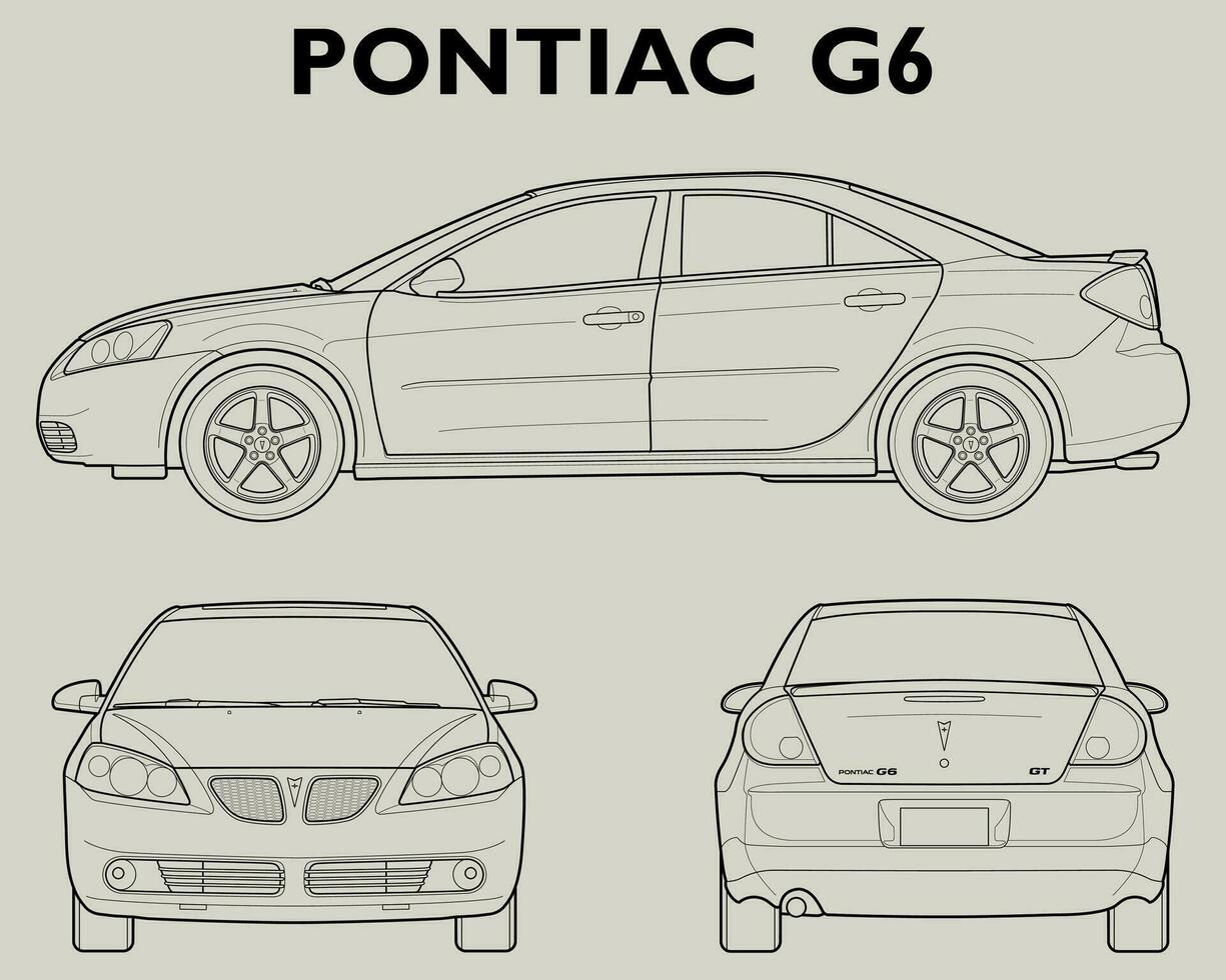 2005 Pontiac G6 car blueprint vector