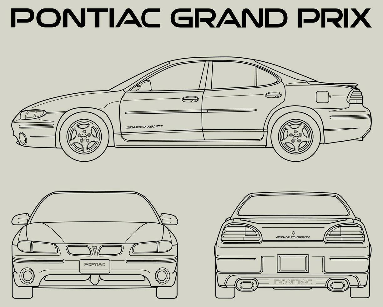 1998 pontiac grandioso prix coche Plano vector