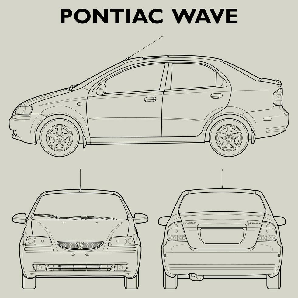 2009 Pontiac Wave car blueprint vector