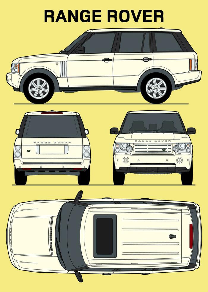 Range Rover car blueprint poster art vector