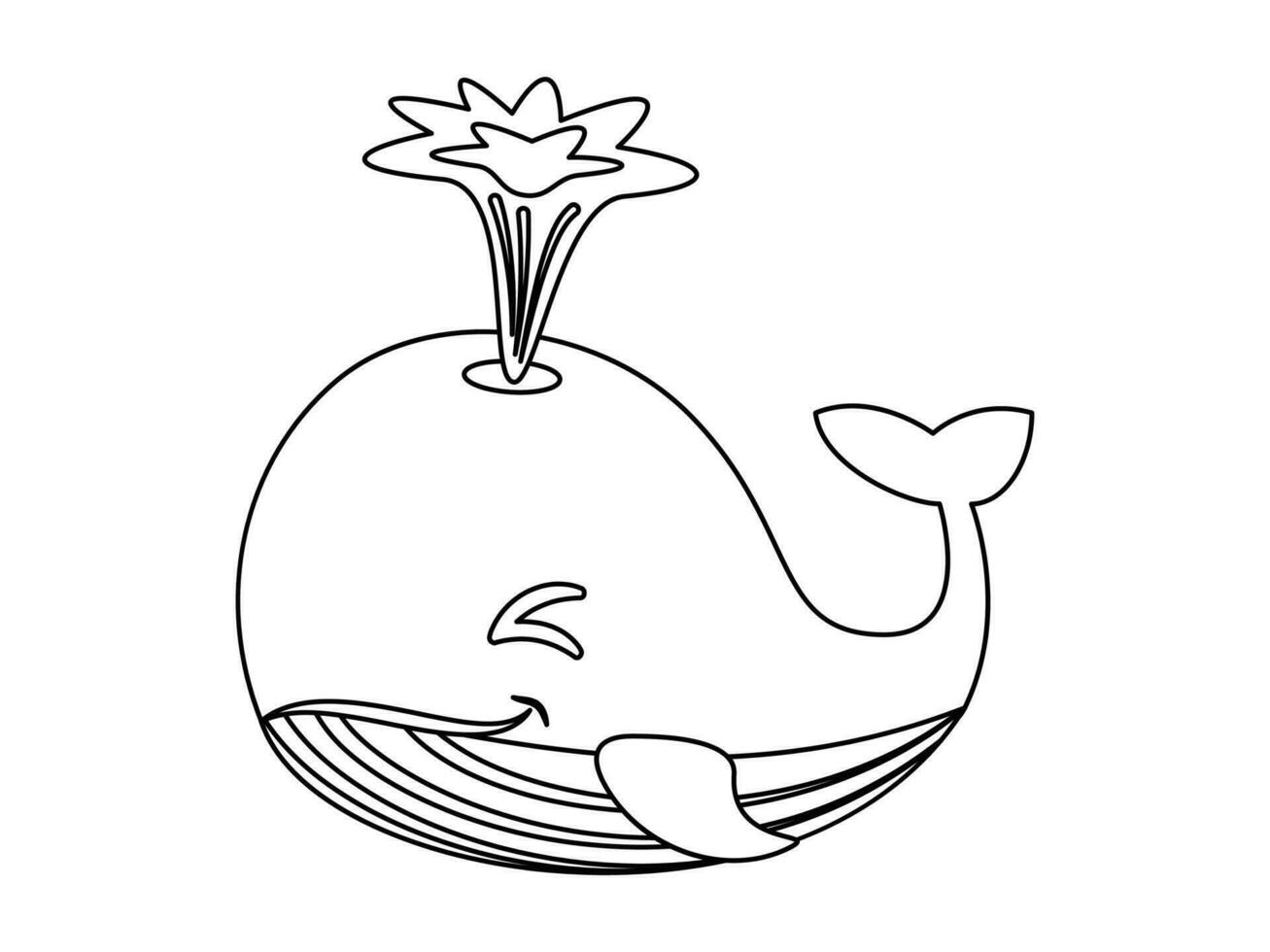 Colouring baby whale marine life fish vector drawing