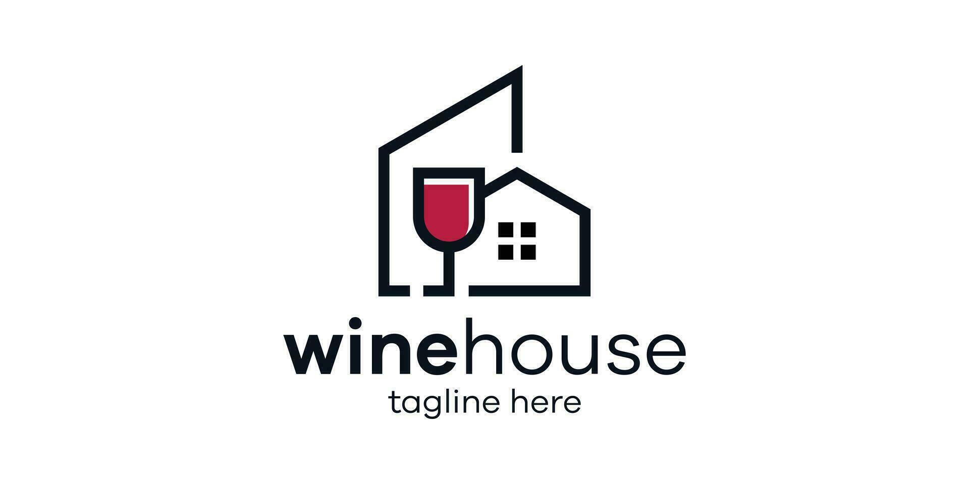 logo design combining the shape of a building with a wine bottle, minimalist logo design. vector