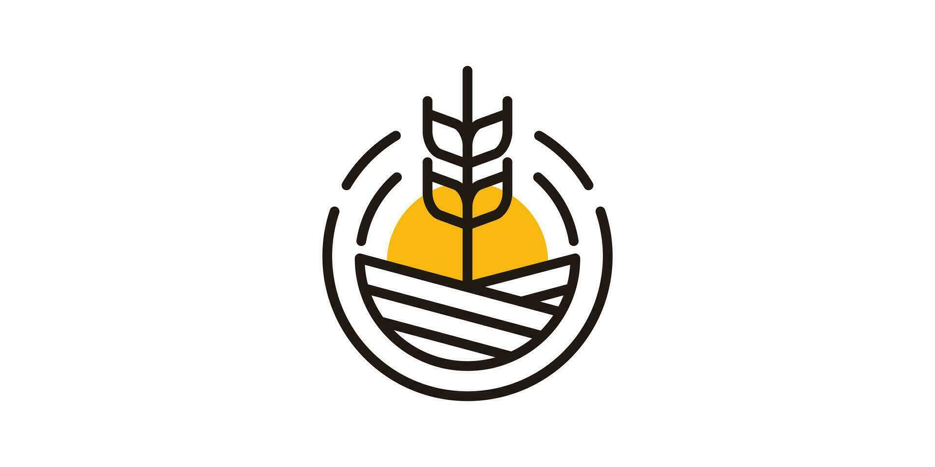 logo design combining the shape of a wheat plant with a circle, agricultural logo design. vector