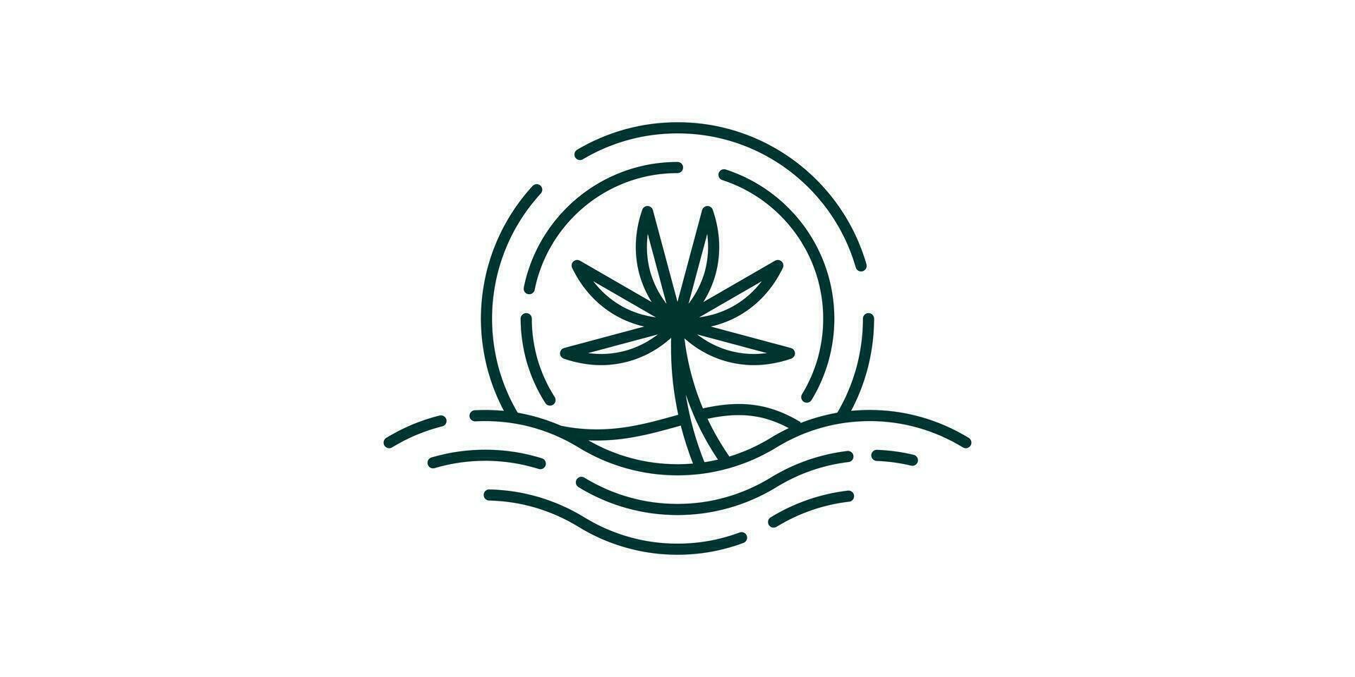 palm tree logo design with circles, minimalist icon logo design. vector