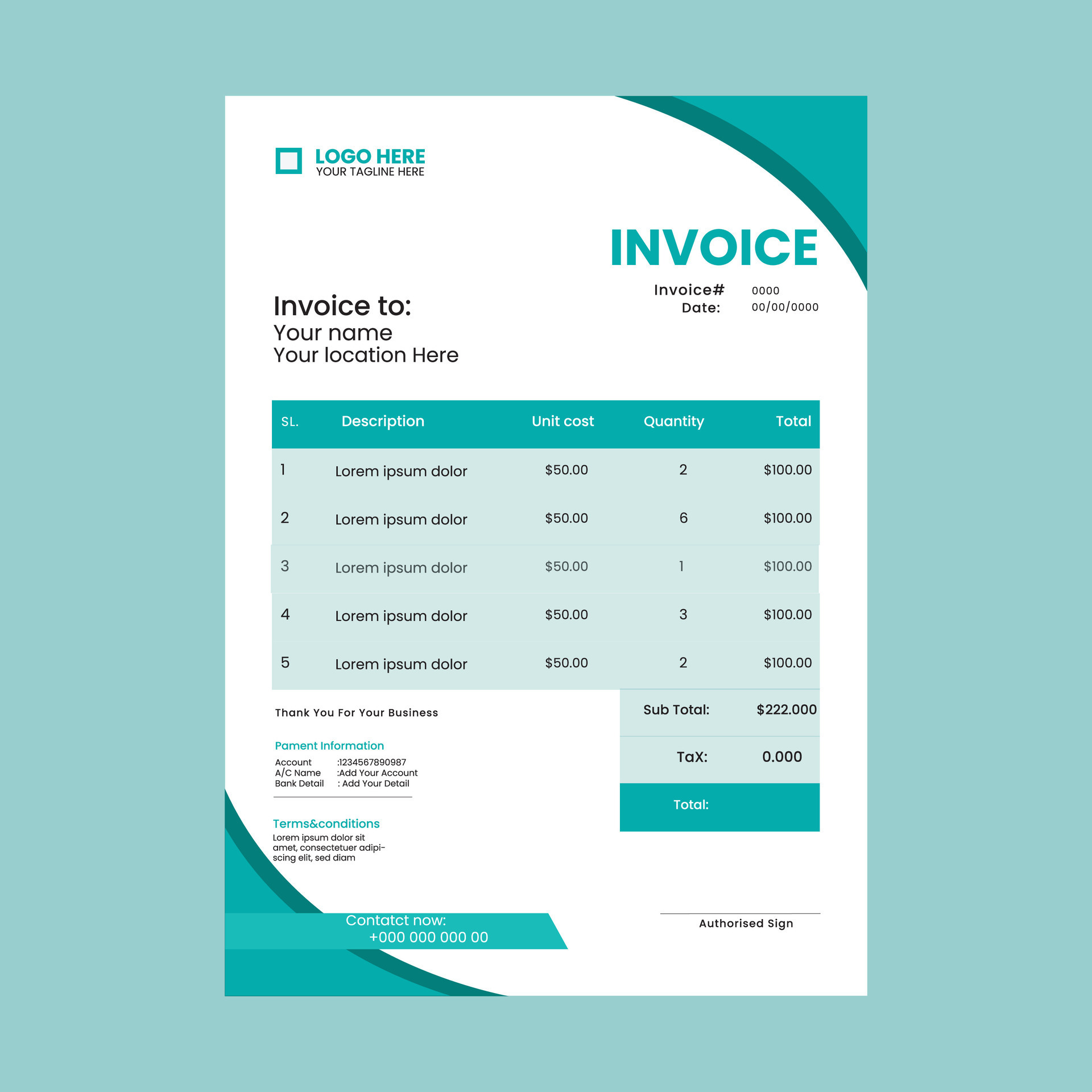 invoice template design 36751089 Vector Art at Vecteezy