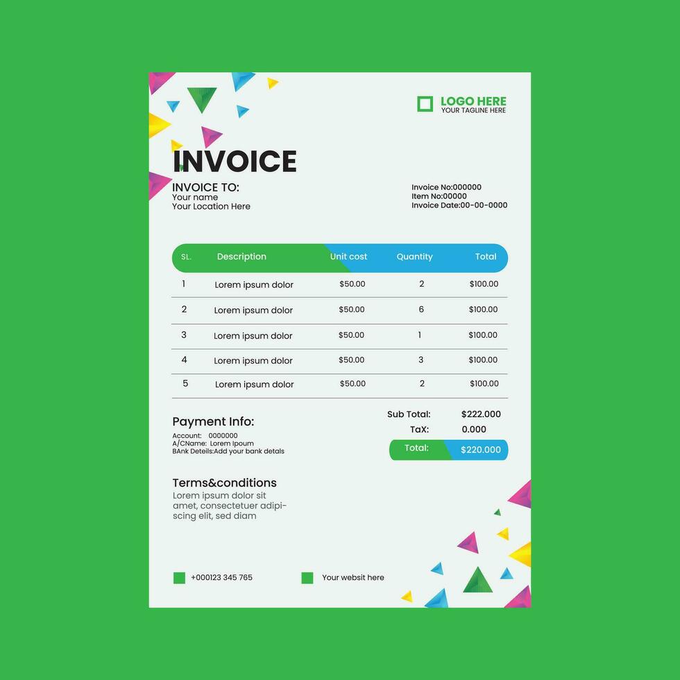 invoice template design 36751097 Vector Art at Vecteezy