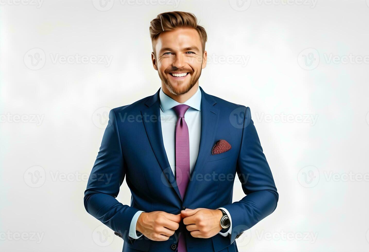 AI generated Portrait of handsome caucasian man in formal suit looking photo