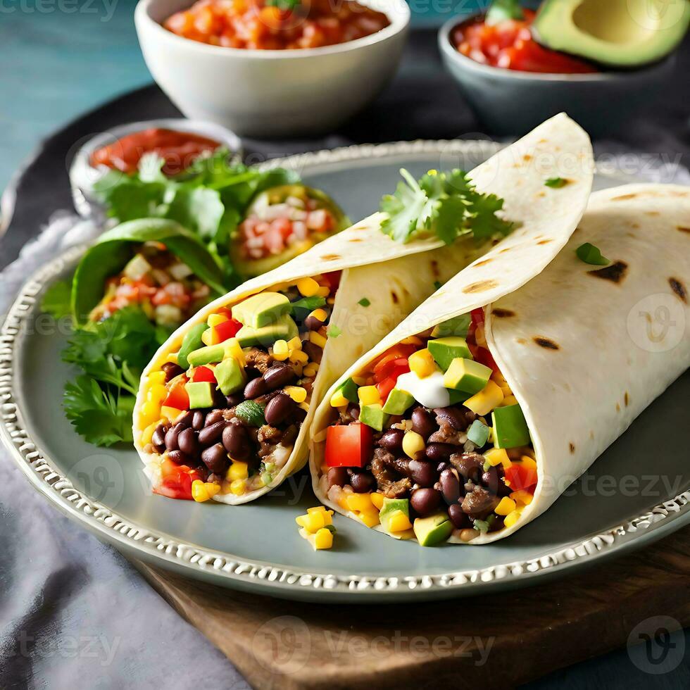 AI generated Colorful and Appetizing Burritos photo