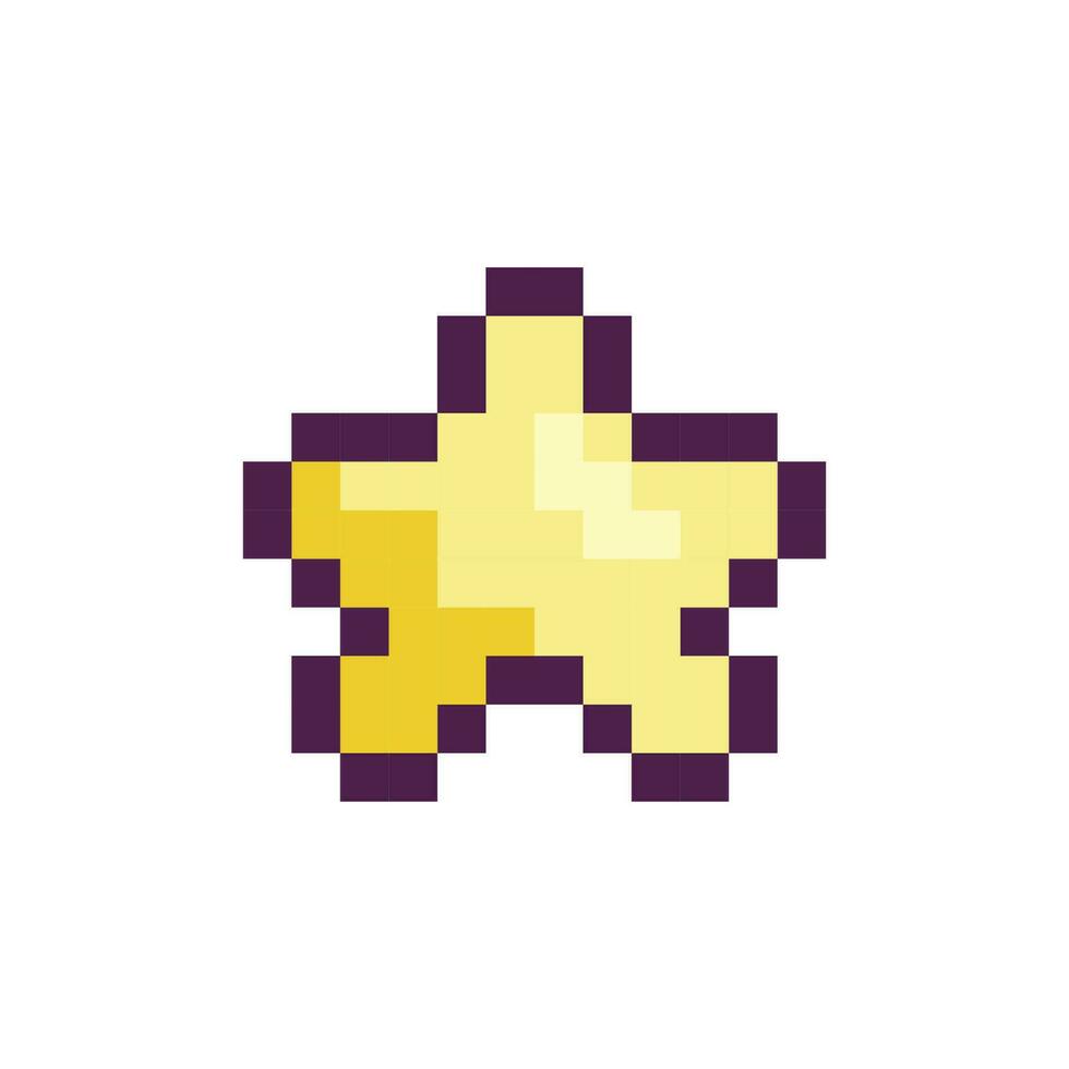 Pixel star rating, 8 bit, retro, y2k pixel icon on a completely white background vector