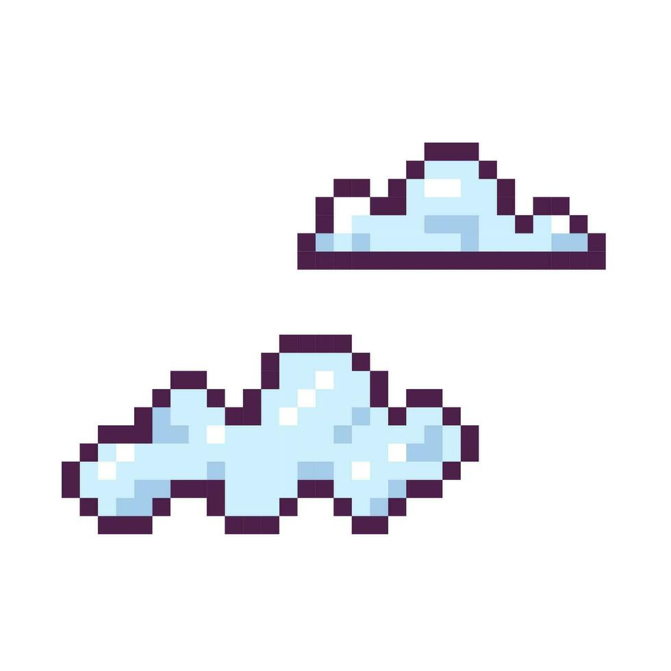 Pixel sky, clouds , 8 bit, retro, y2k pixel icon on completely white background  vector