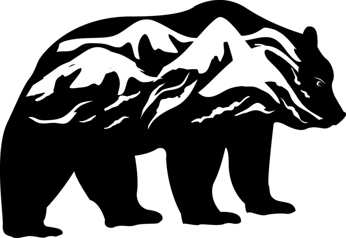 Wild animal. Forest and mountains. Bear in wild breed. Tattoo, travel, adventure, wild nature symbol. Design for greeting cards, posters, patches, prints, emblems. Natural open spaces. vector