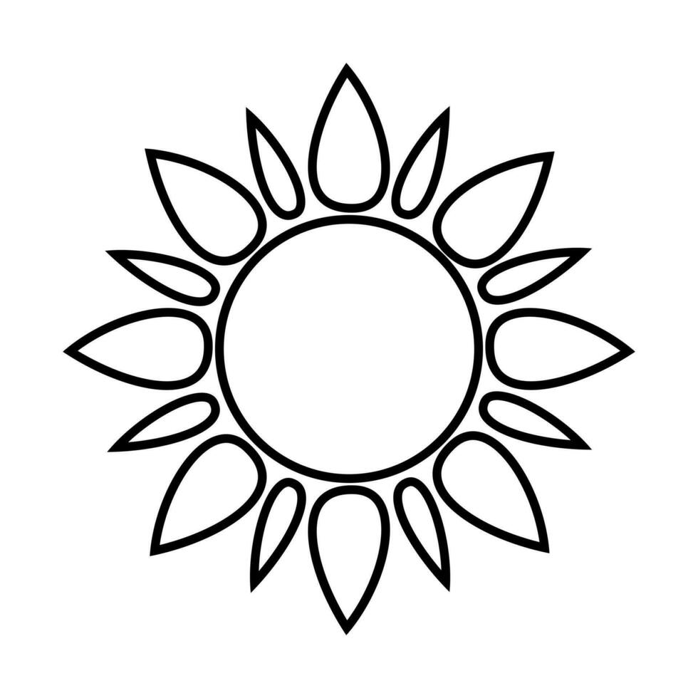 Sunflower with black outline on a white background isolated. Flower template for coloring. Vector. vector