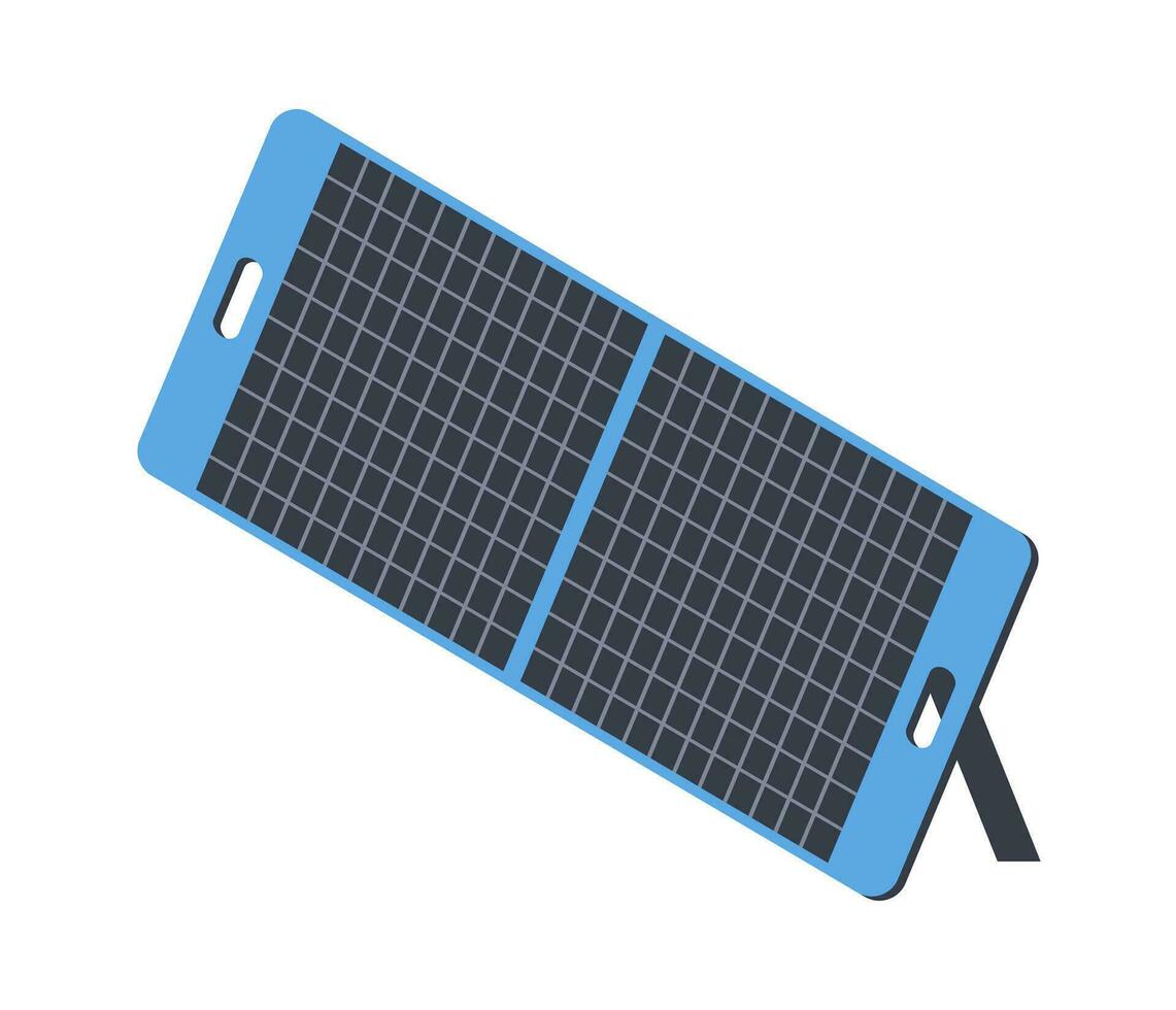 3d isometric icon of a solar battery, device for charging electronic equipment. Energy storage, green technology. Power bank for digital gadget. Portable panel for generating electricity from the sun vector