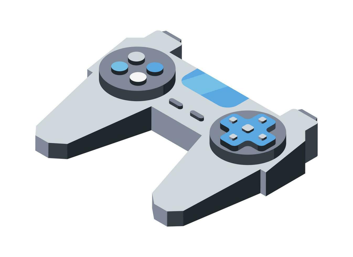 D icon of the game console, electronic device. Digital technologies for entertainment. Accessory for the player. Isolated object on a white background. Vector illustration in an isometric style