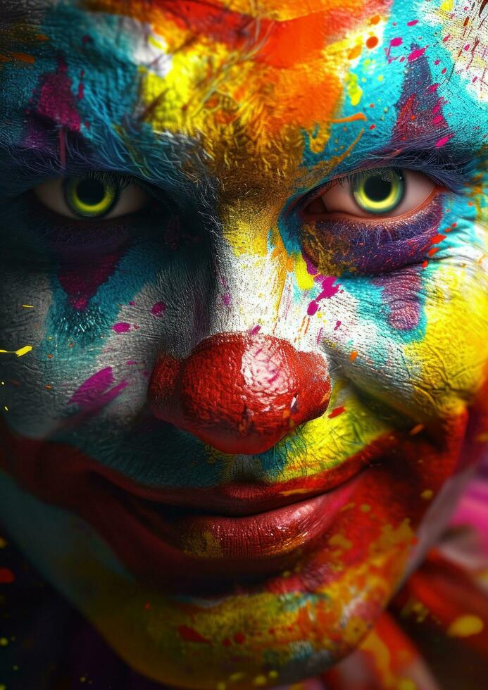 AI generated clown face paint for portrait or digital art photo