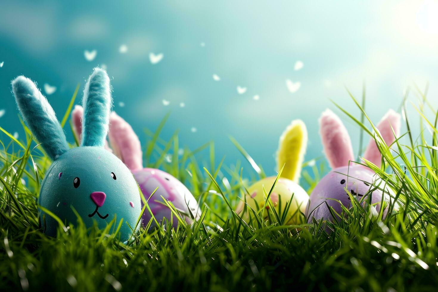 AI generated easter poster template with large copy space for text photo