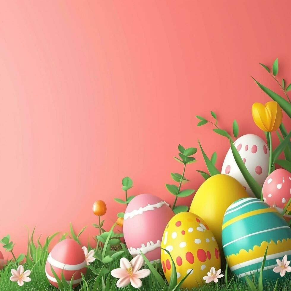 AI generated easter poster template with large copy space for text photo