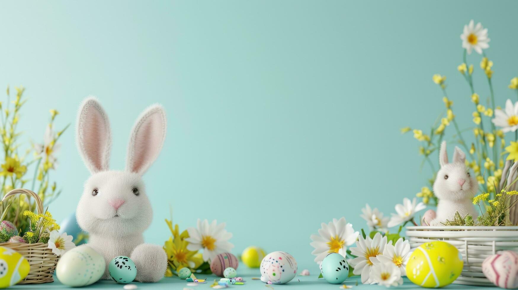 AI generated easter poster template with large copy space for text photo