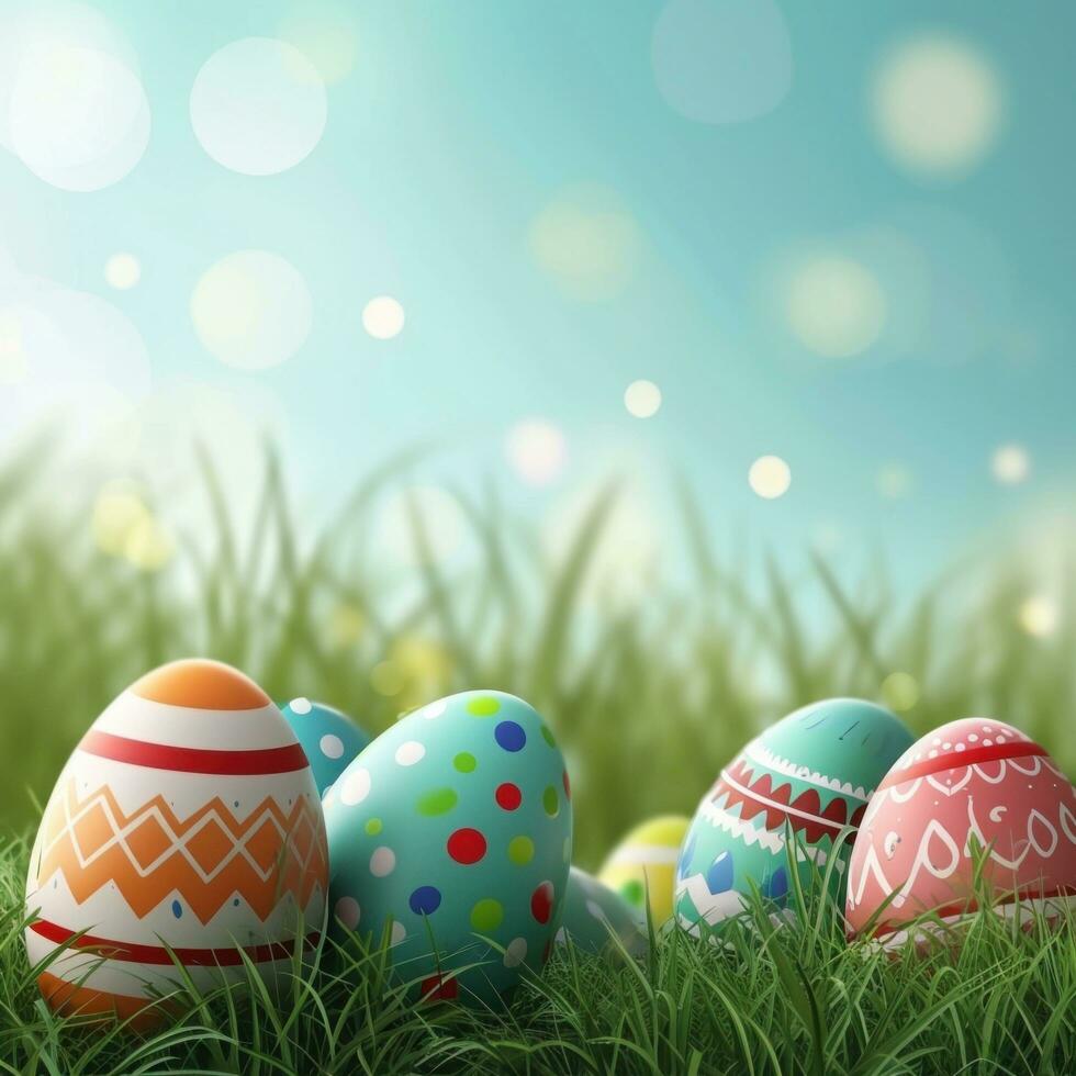 AI generated easter poster template with large copy space for text photo