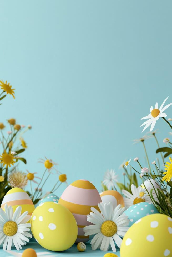 AI generated easter poster template with large copy space for text photo