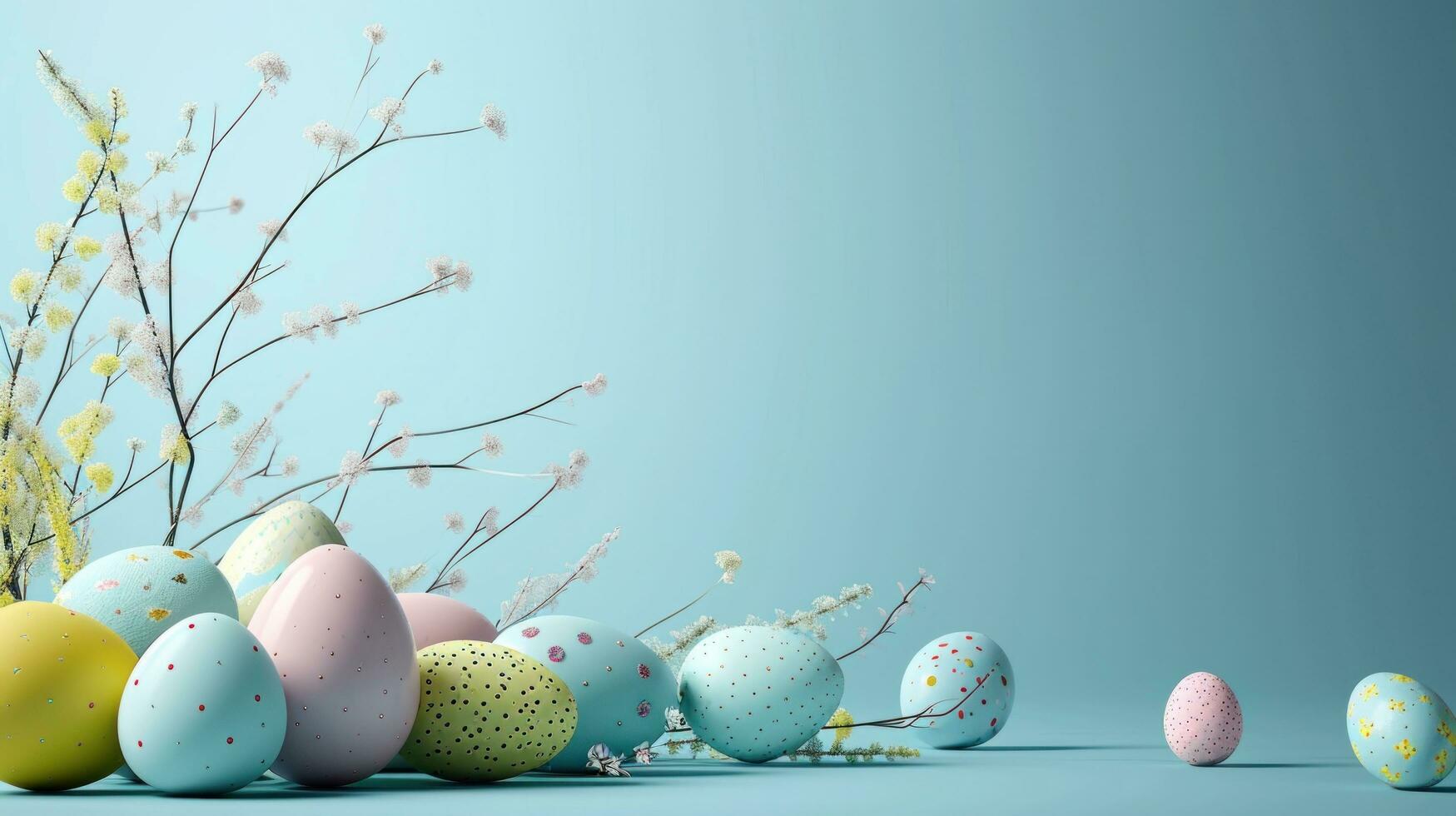 AI generated easter poster template with large copy space for text photo