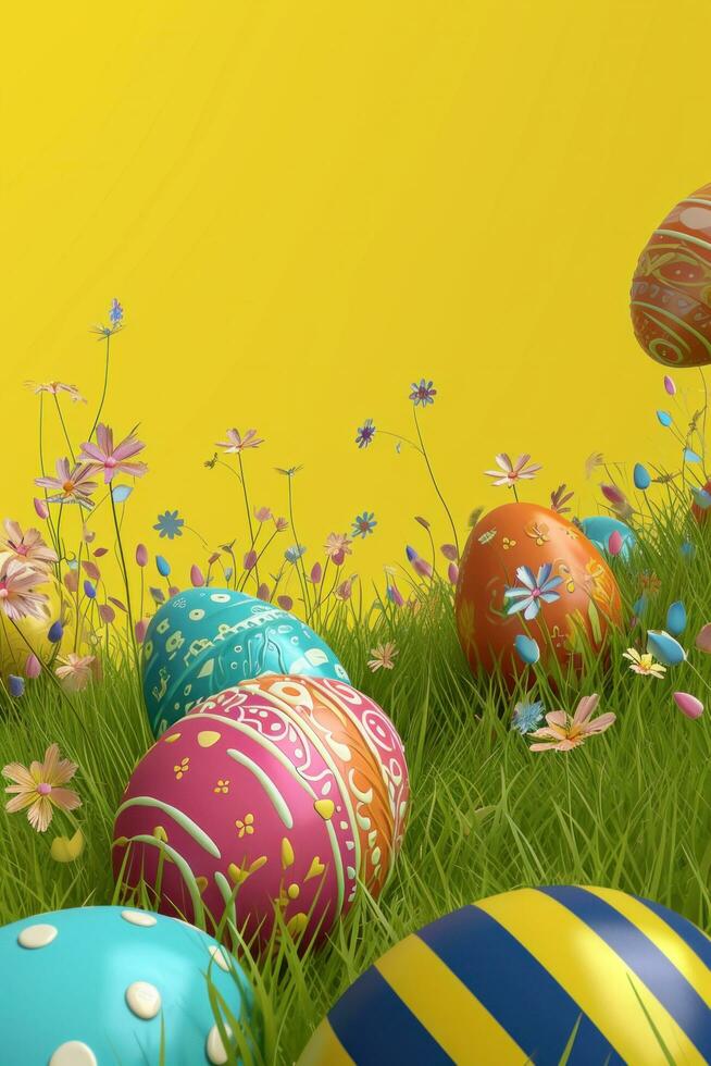 AI generated easter poster template with large copy space for text photo