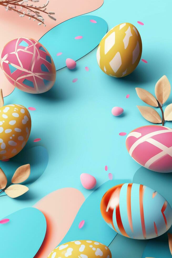 AI generated easter poster template with large copy space for text photo
