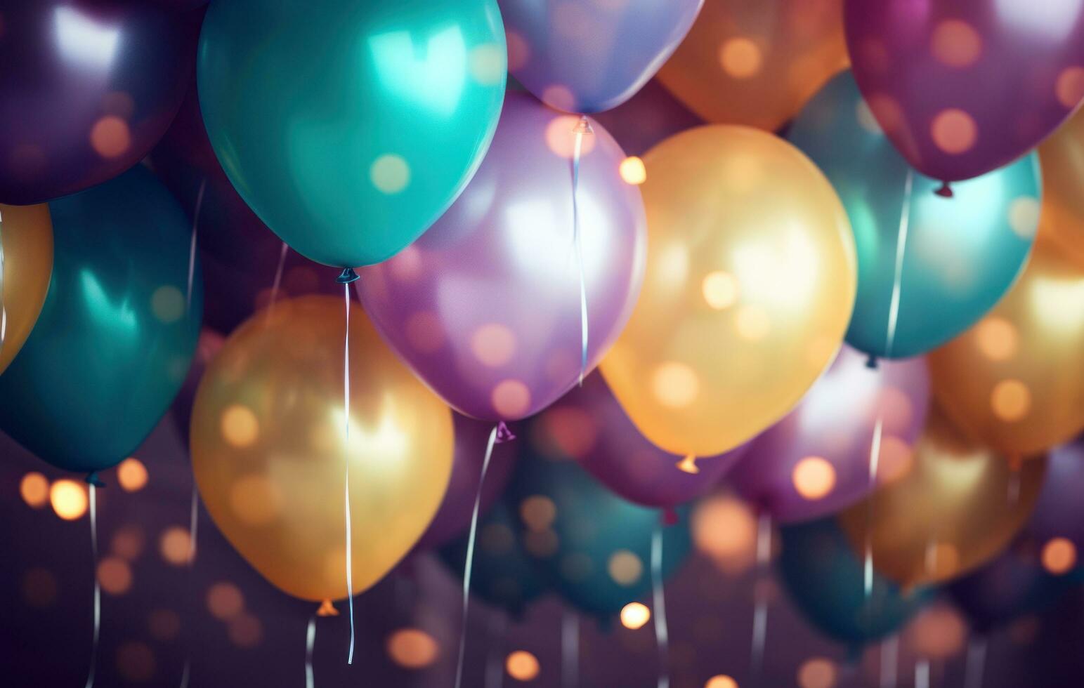 AI generated colorful balloons on a festive background photo