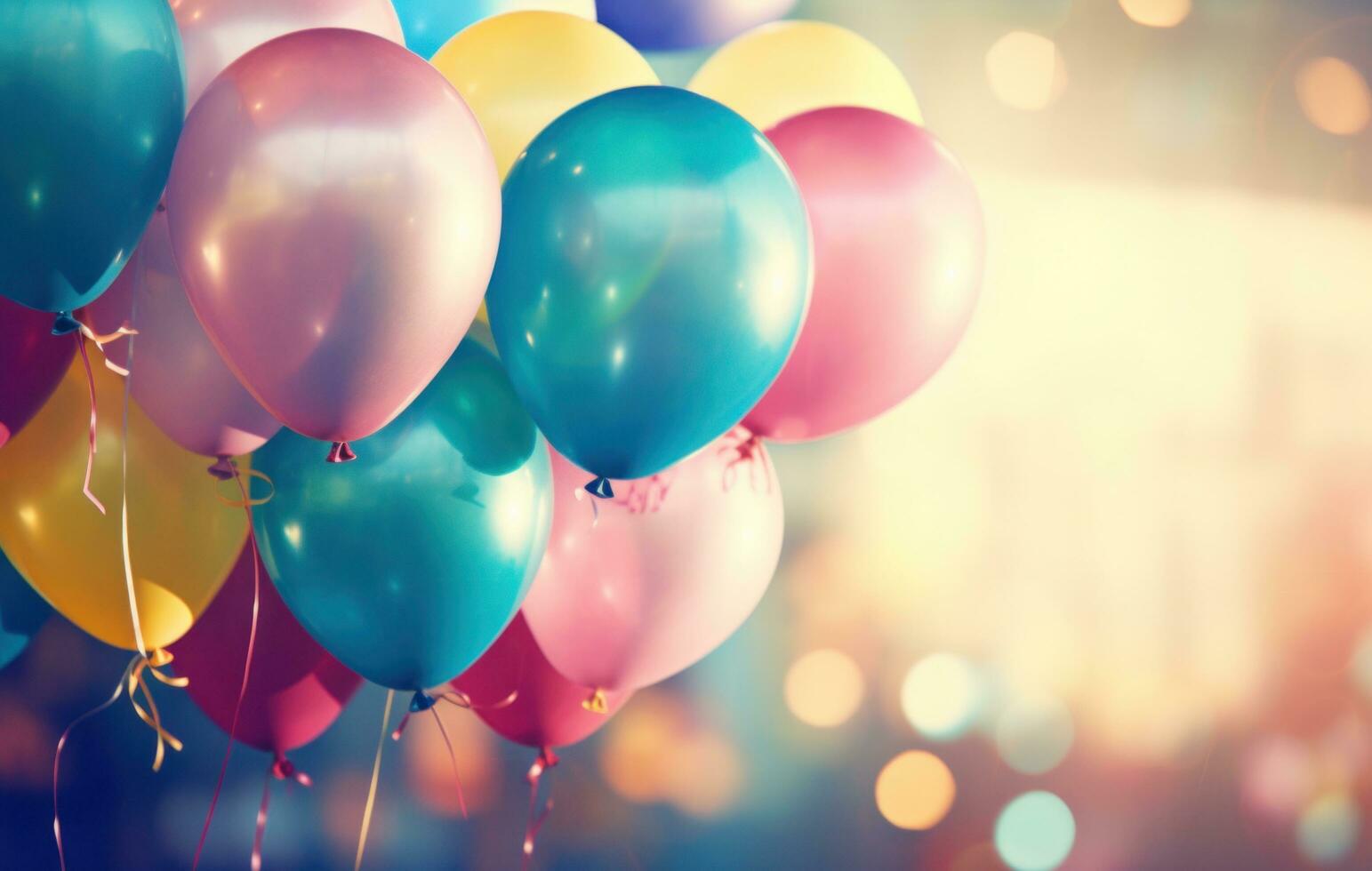 AI generated colorful balloons on a festive background photo