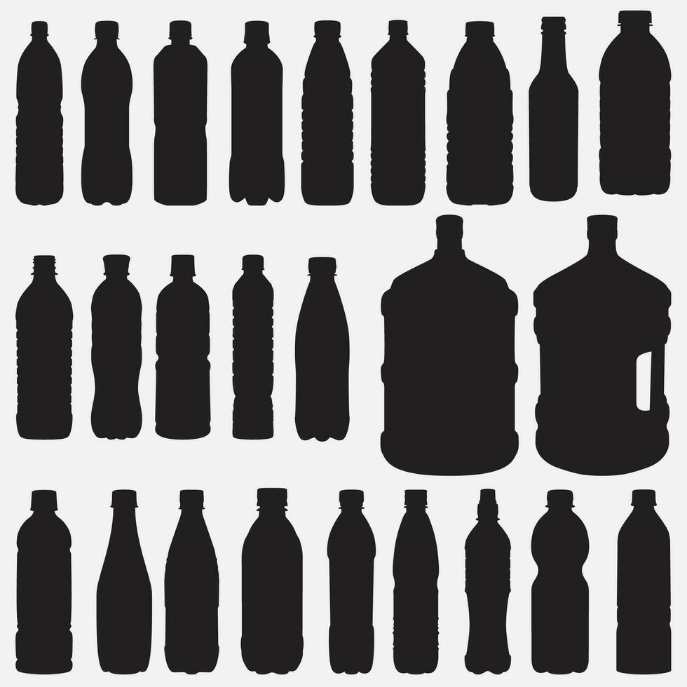 agua botella silueta conjunto vector
