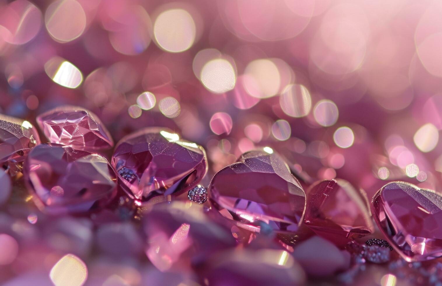 AI generated many pink hearts shaped into diamonds and glitter photo