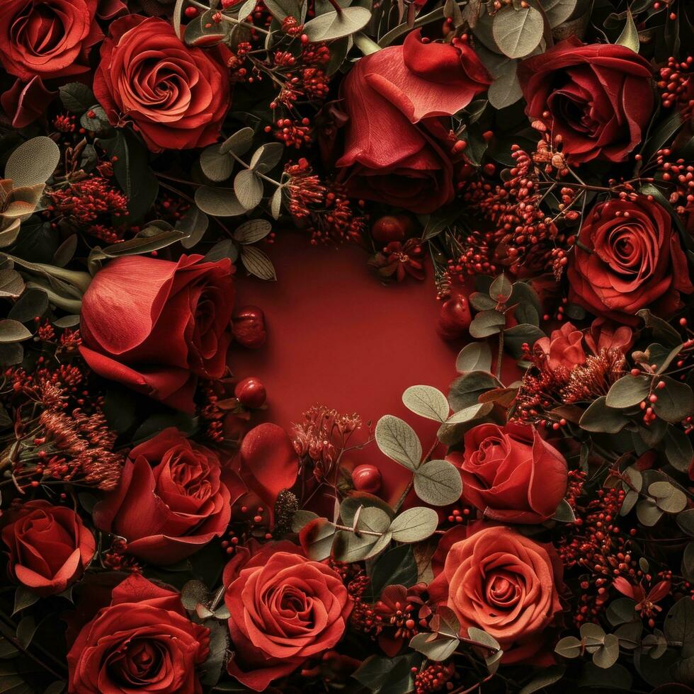 AI generated valentine's day floral background photo