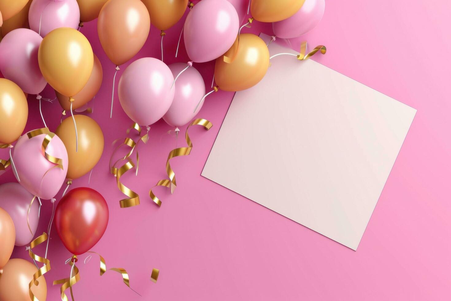 AI generated happy birthday card template with large copy space for text photo