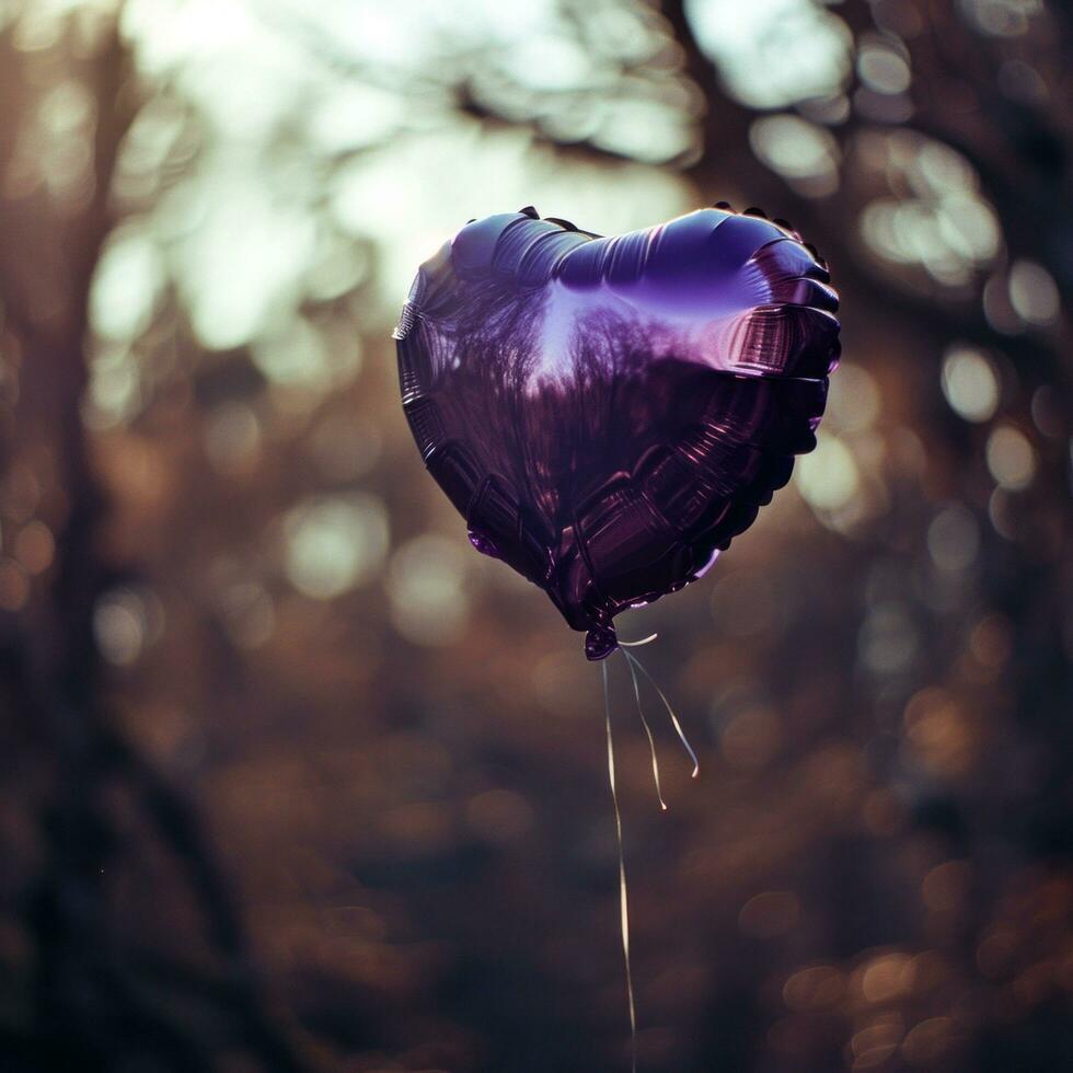 AI generated lilac heart balloon for love and marriage photo