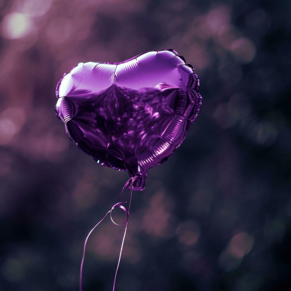 AI generated lilac heart balloon for love and marriage photo