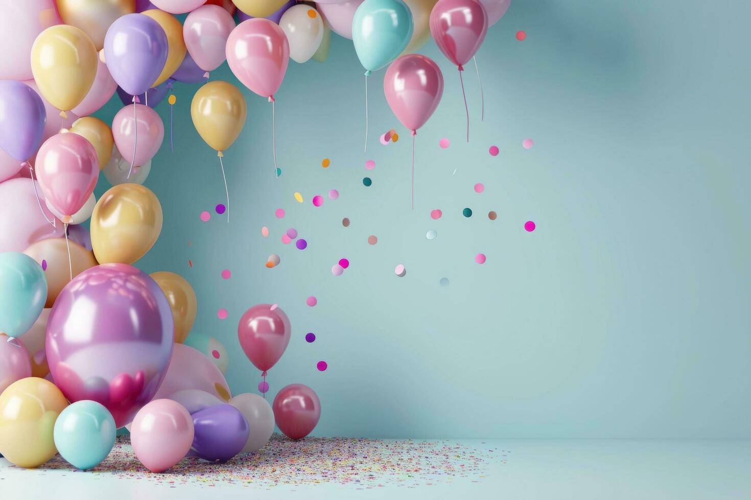 AI generated happy birthday card template with large copy space for text photo