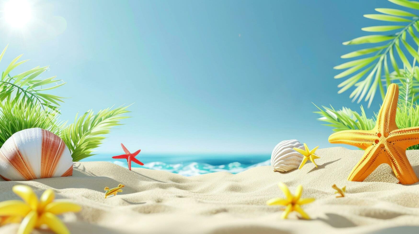AI generated summer poster template with large copy space for text photo