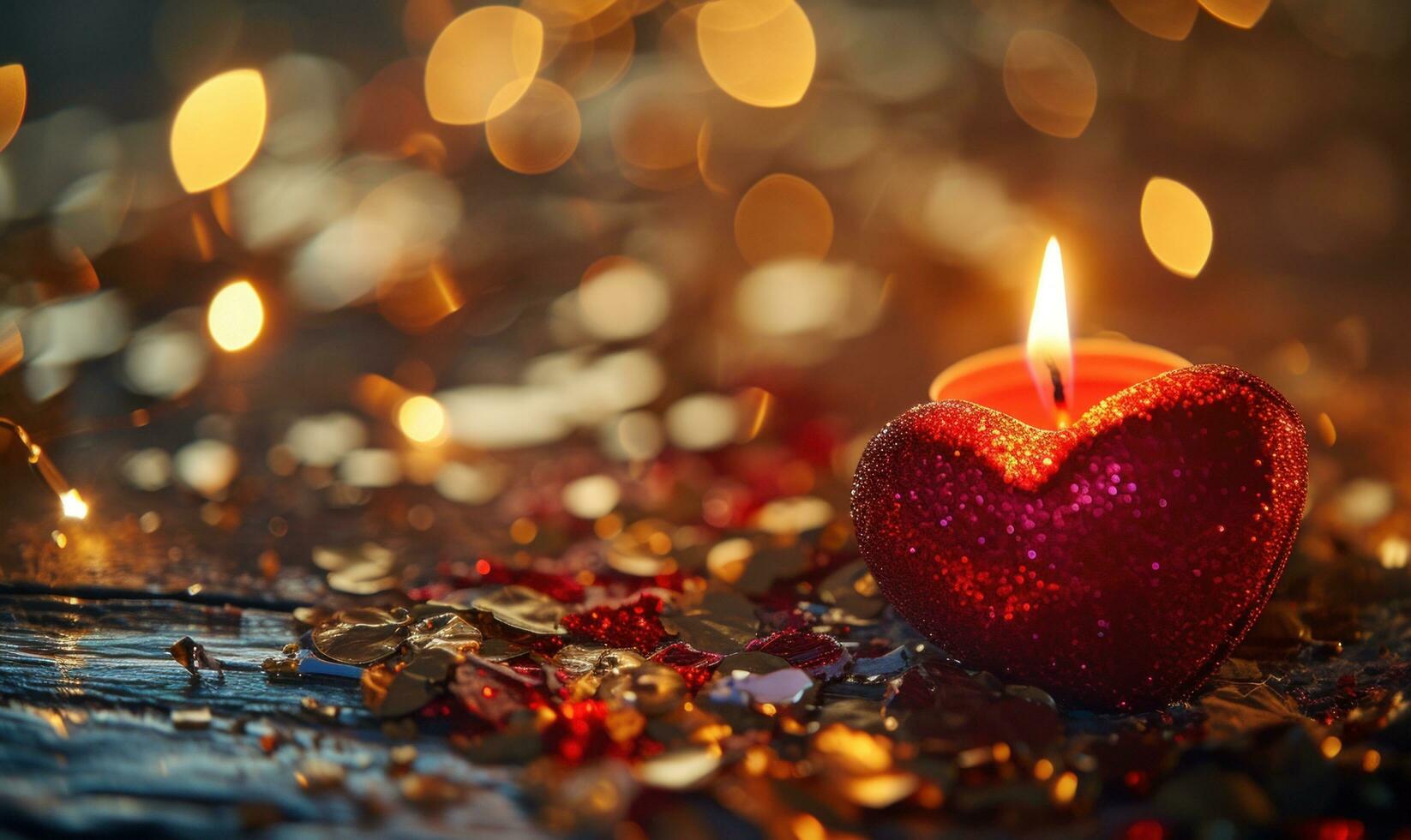 AI generated the red candle stands next to the beautiful heart photo