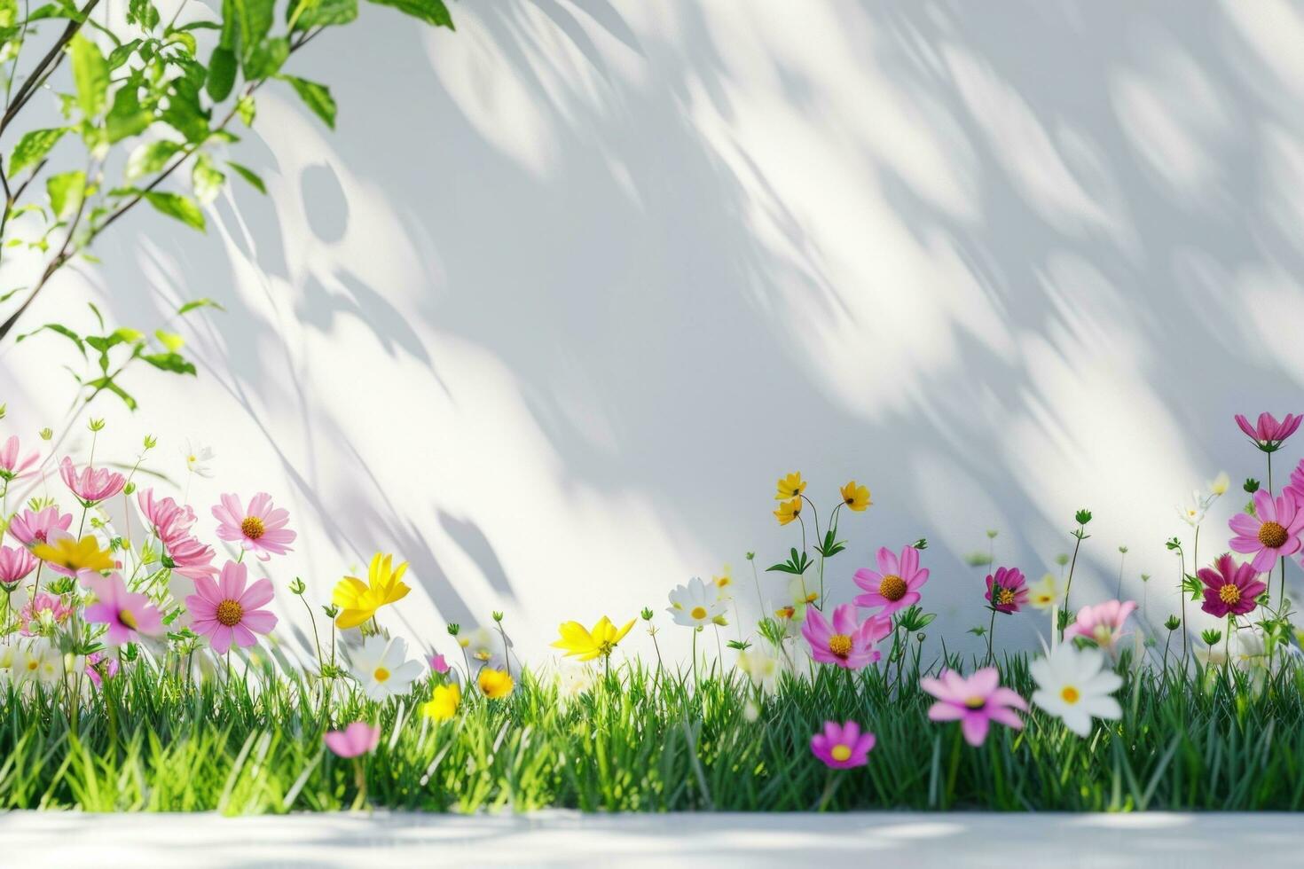 AI generated spring poster template with large copy space for text photo