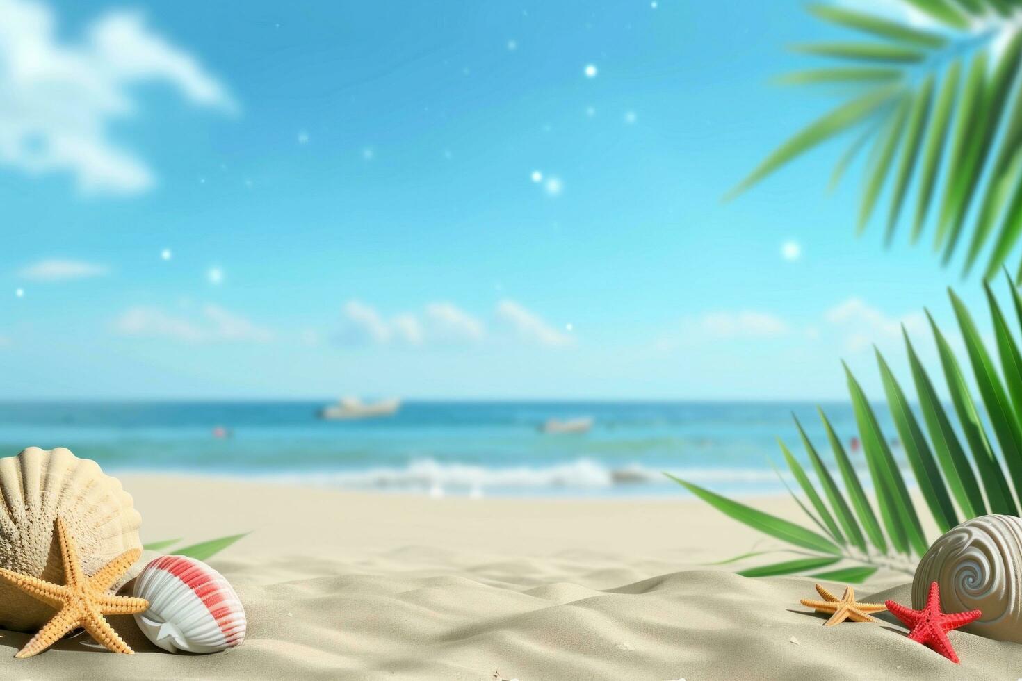 AI generated summer poster template with large copy space for text photo