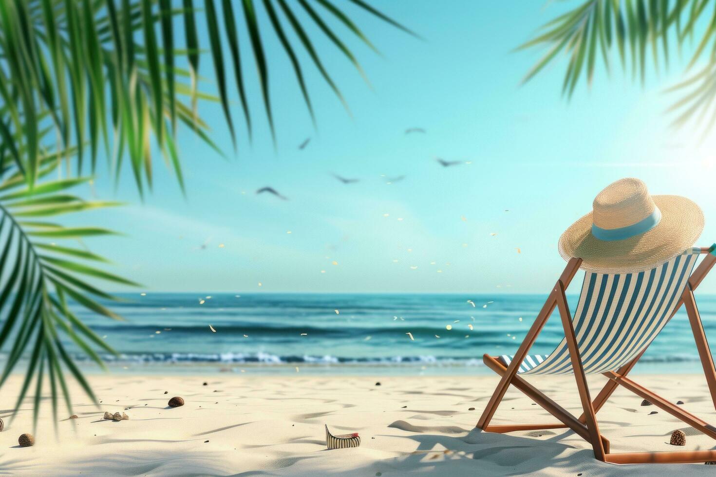 AI generated summer poster template with large copy space for text photo