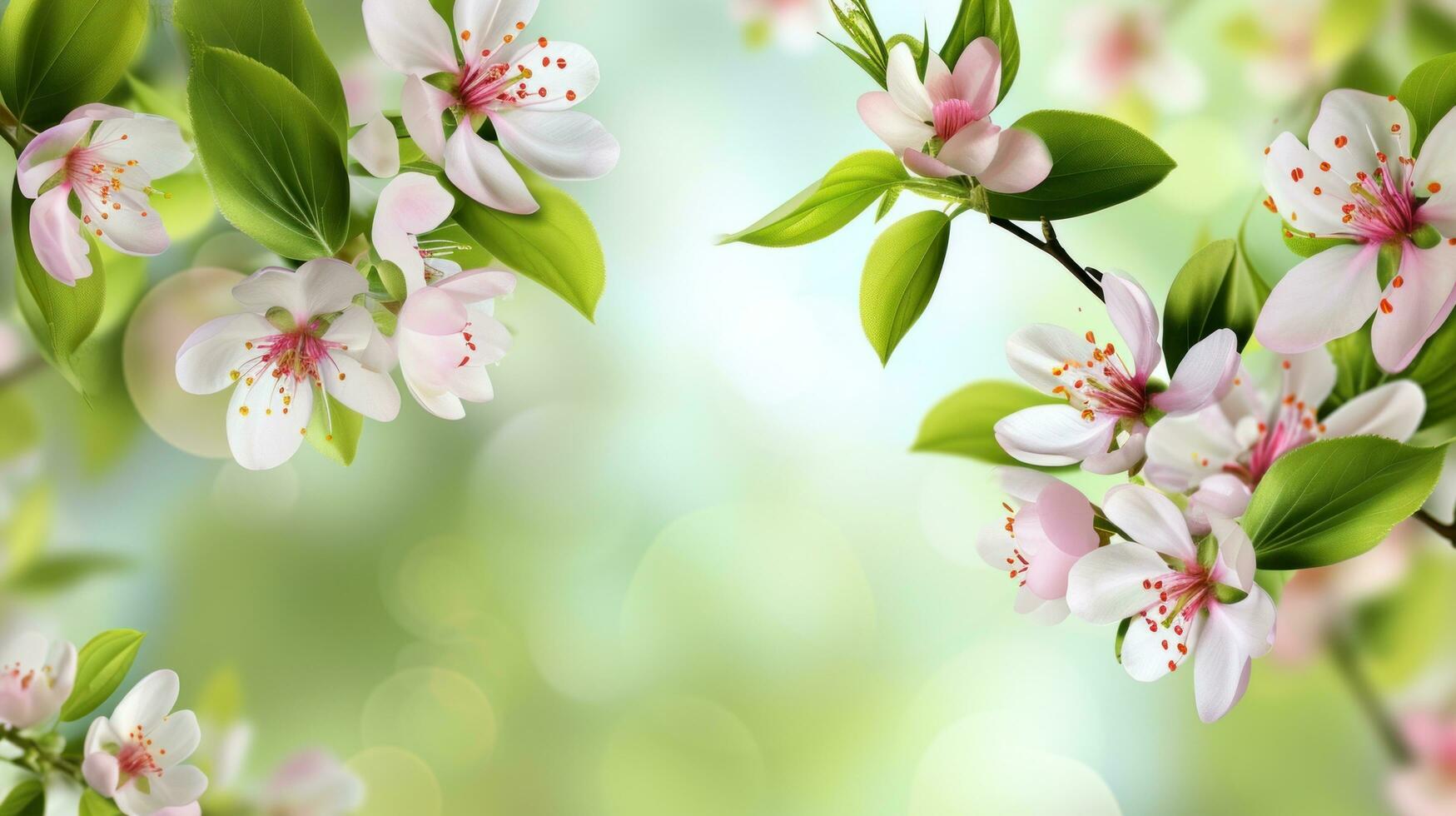 AI generated spring poster template with large copy space for text photo